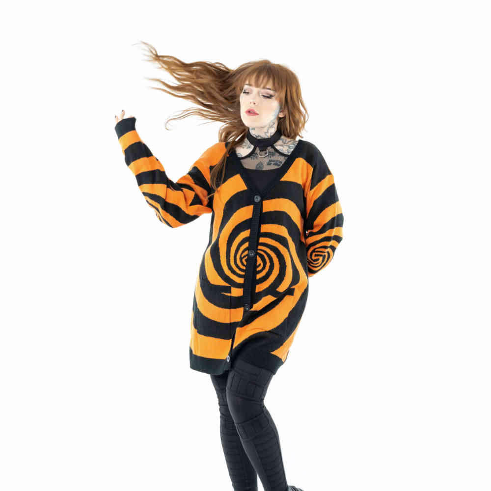 Vixxsin - Hypno Lange cardigan - Zwart/Oranje